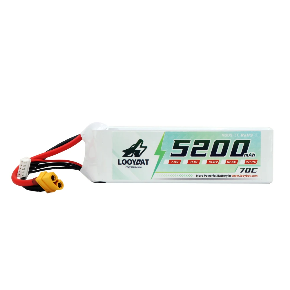 Dongguan Manufacturer LOOYBAT 3S lipo battery 5200mAh 3.7V 22.2V Li-Polymer Cell For RC Quadcopter Helicopter Car Truck