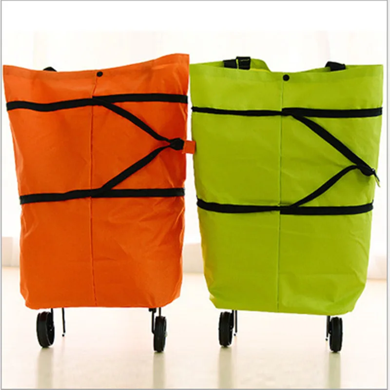 Factory Wholesale Household Fashionable Portable Foldable Shopping Bags Large Capacity Trolley Bag With Wheels