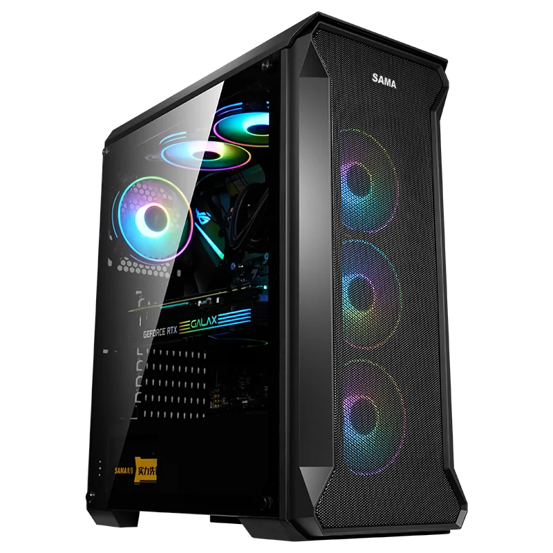 SAMA EATX Big Space Computer Case Metal Mesh Front Panel Pc Case Tempered Glass Gaming Case