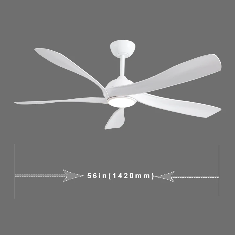 Amazon Hot Sale Decor Forward Reverse 5 Blades Ceiling Fan Lamps Led Hanging Fan Lights Remote Control Iron  56inch