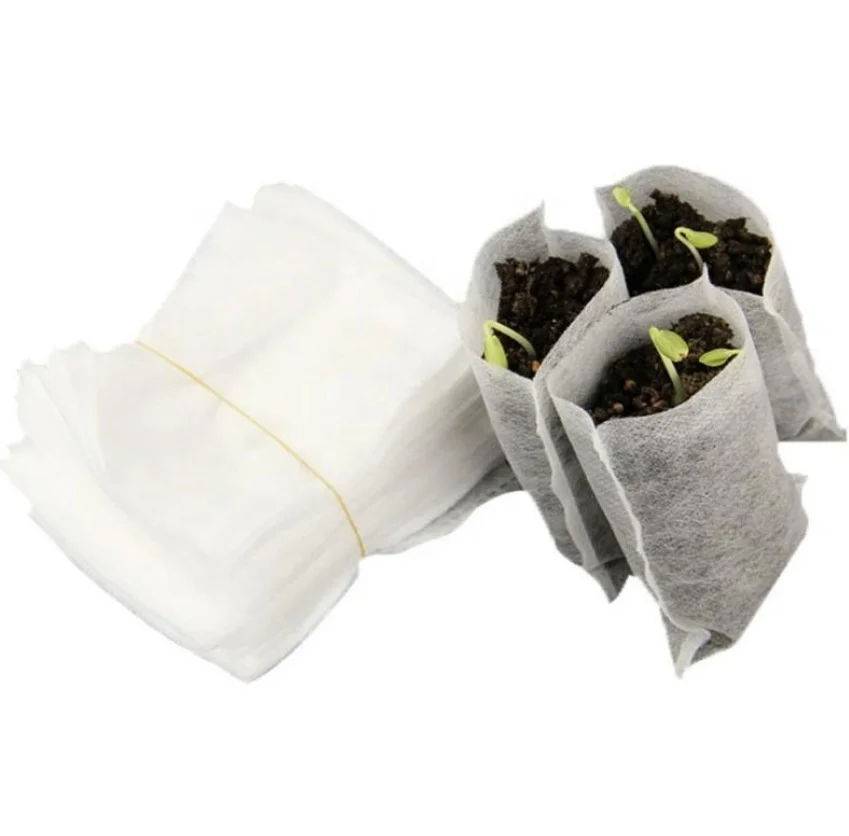 Biodegradable  White Breathable Non-Woven Plant Grow Seedling Seed Cultivation Hydroponics Gardening  Nursery Bags