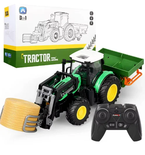 New Simulation Electric RC CAR Farmer Tractor Combine Harvester Multi Accessory Farm Remote Control Car Christmas Gifts
