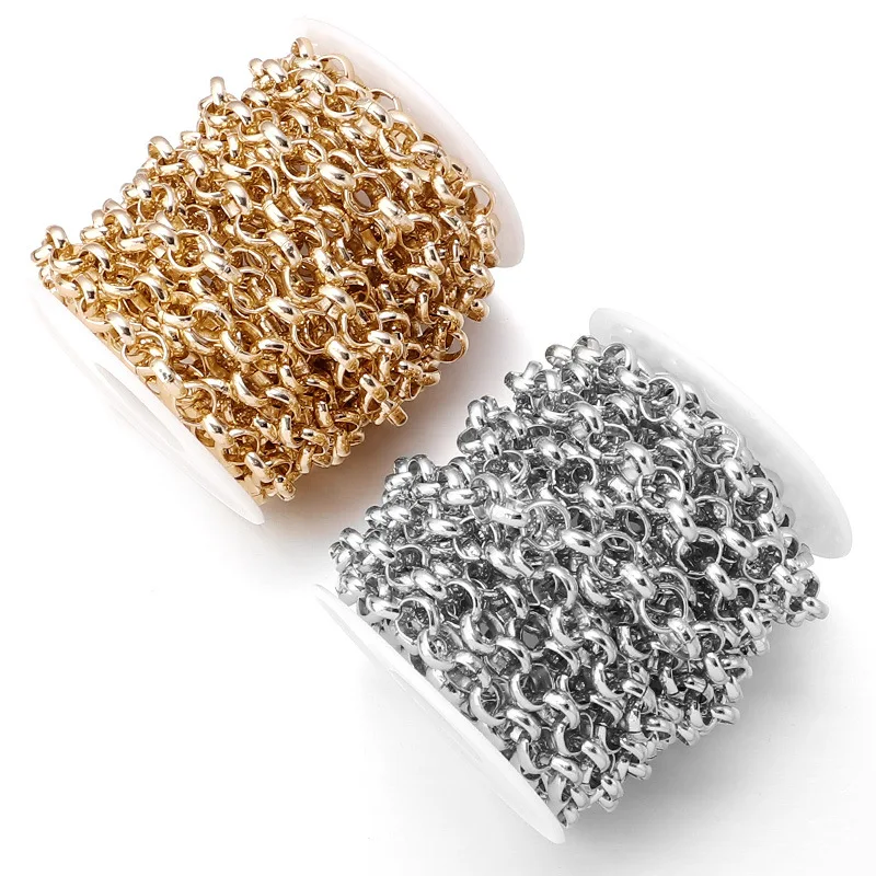 Оптовая продажа 5 ярдов/рулон металлические цепи для сумки алюминиевая цепь круглая аксессуары