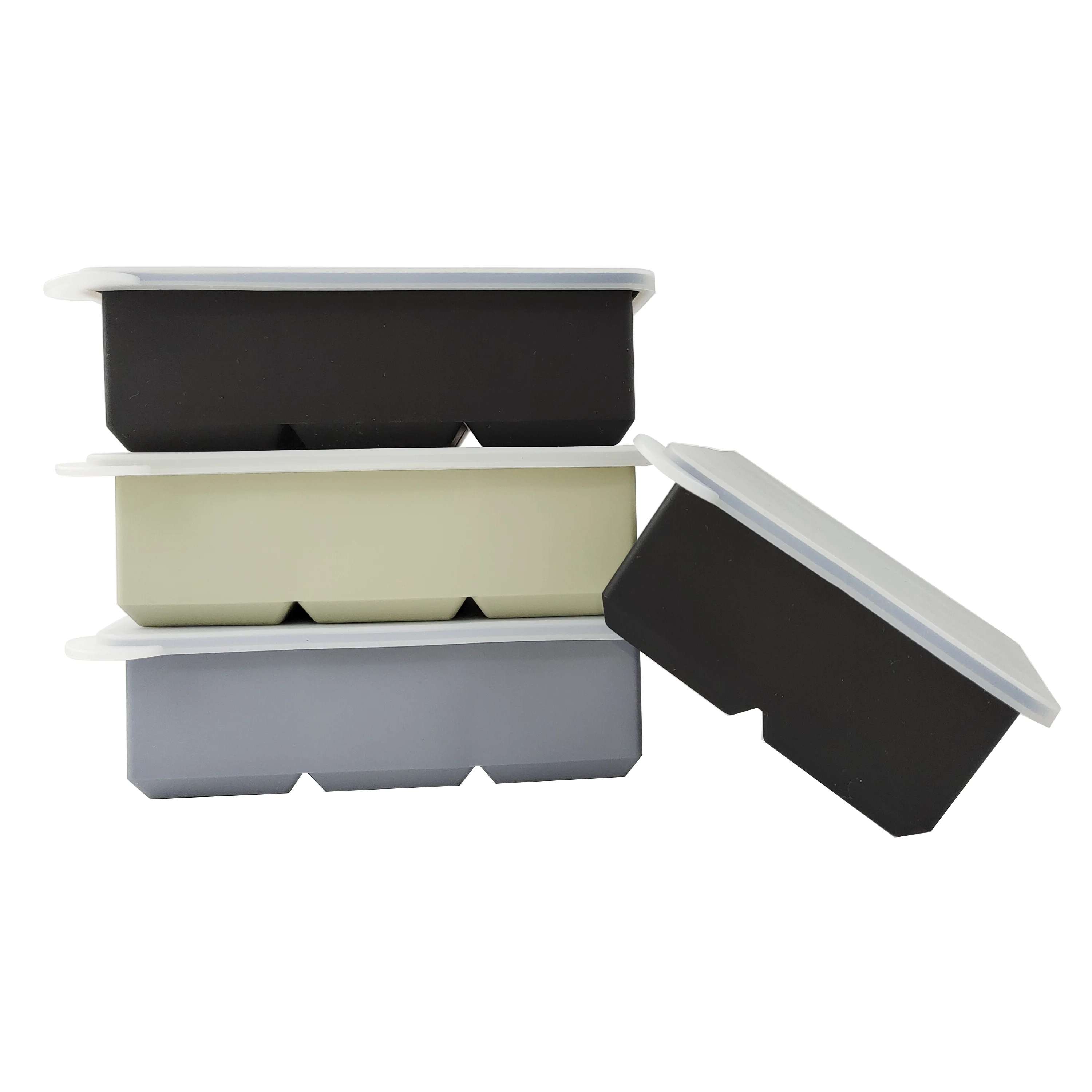 New arrival free sample six grids with lid silicone ice cube tray mold