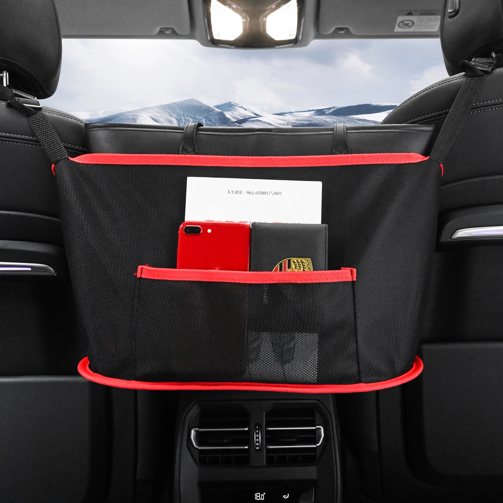 Multifunction Car Net Pocket Handbag Holder Universal Car Organizer Seat Gap Storage Mesh Interior Bag