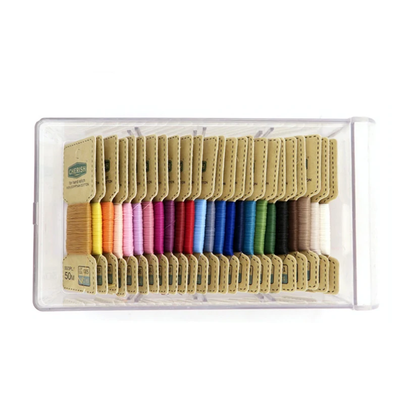 50m 24 Colors Cotton Sewing Thread DIY Handmade Accessories Stitch Thread Manufacturer Embroidery Floss With Organizer