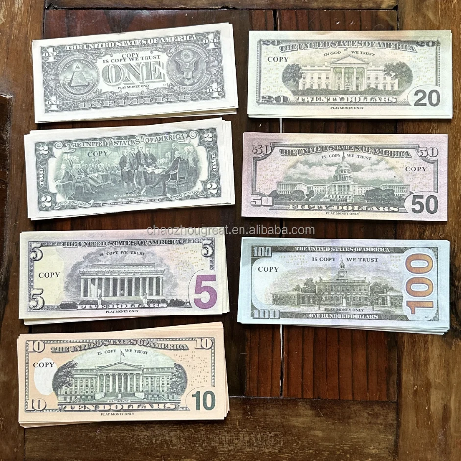 Money Wholesale 100pcs Realistic Paper Bills Toy Banknotes Prop Note USA 20 Dollar Party Prop Money for Movie Wedding and Event