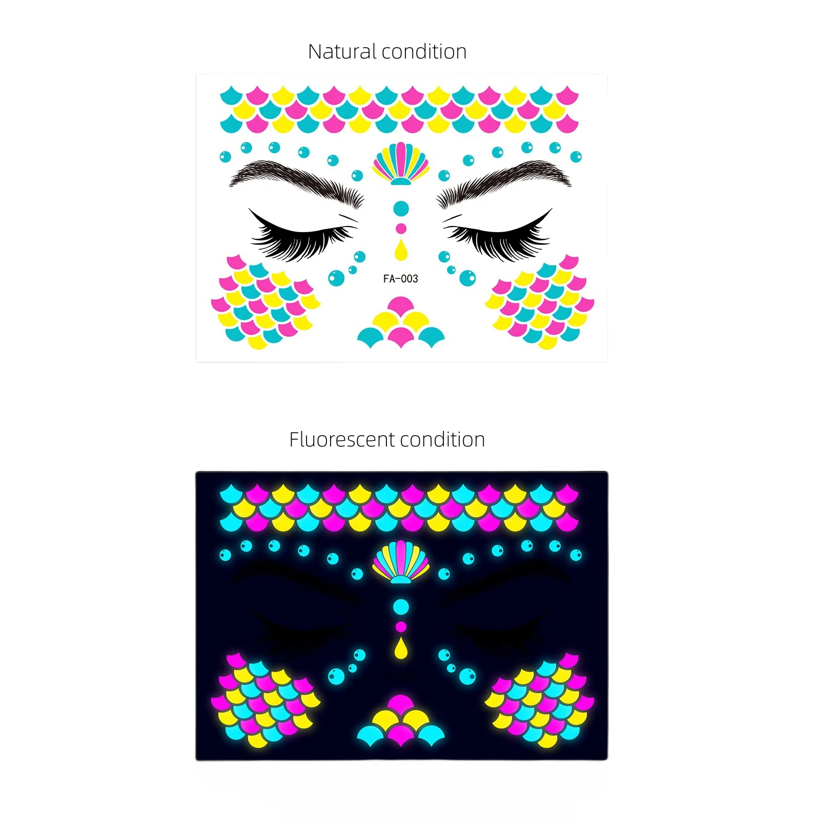 Butterfly Fluorescent Face Body Tattoo Stickers Waterproof Temporary Halloween DiA De Muertos Luminous Stickers