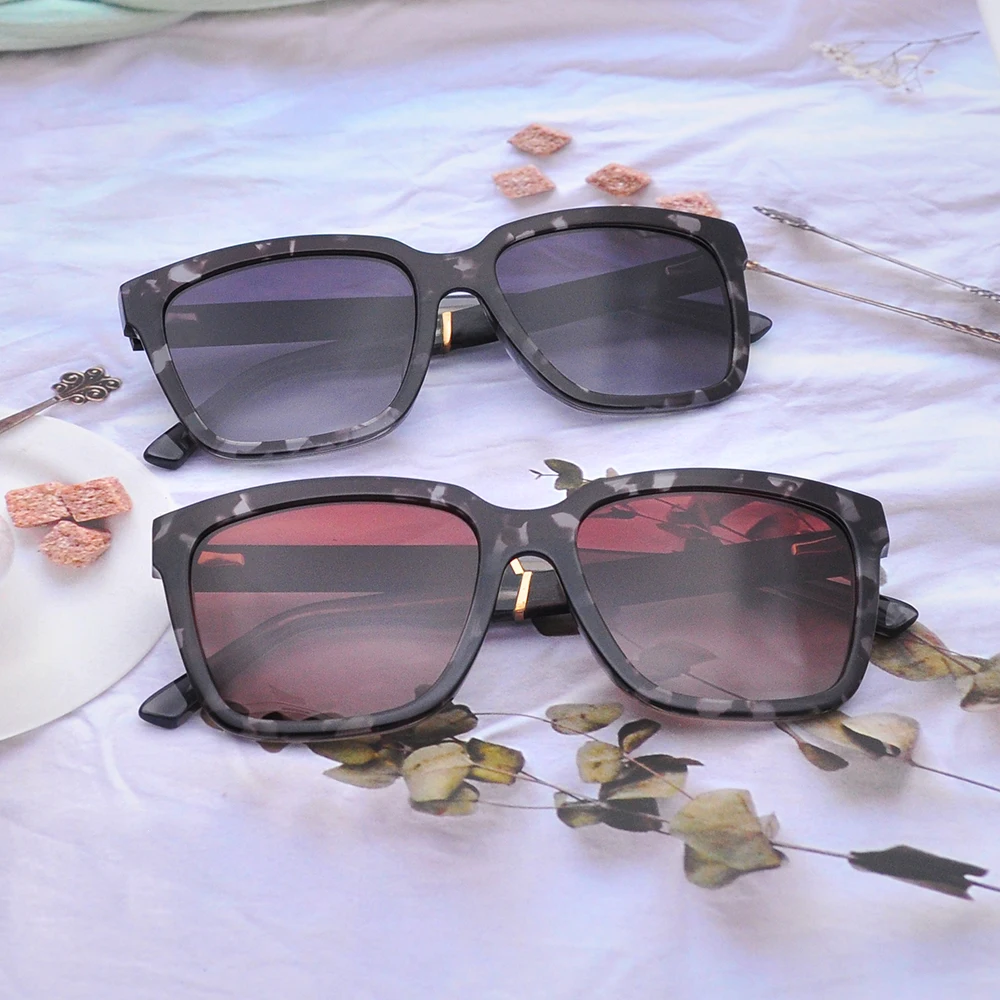 Wooden arms with acetate tips new square fashionable acetate men sunglasses