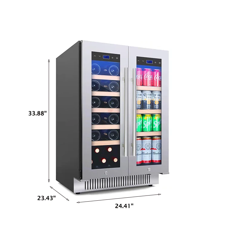 Оптовые цены хит продаж компрессора 2-х зоны для напитков из нержавеющей стали с холодильныая камера вина охладитель