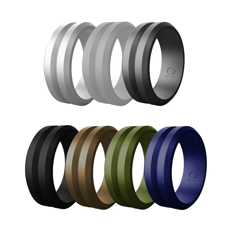 v shaped grooves 2mm thicken comfortable rubber wedding bands men durable waterproof yoga training gym exercise silicon rings