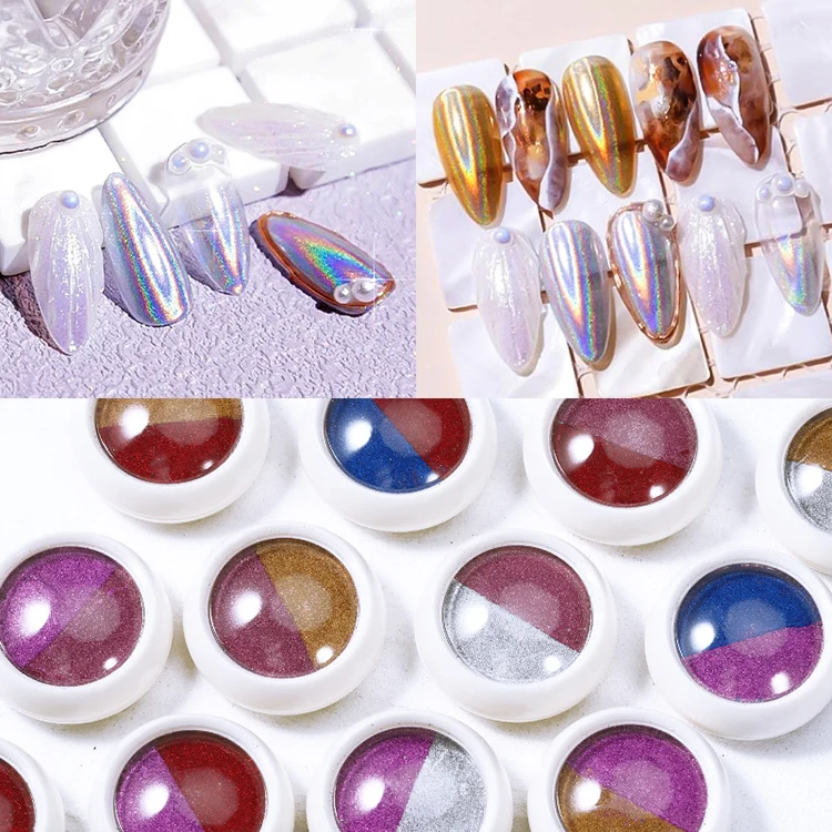 
12Colors Two-color Solid Laser Mirror Nail Art Powder For Salon Home Usage 