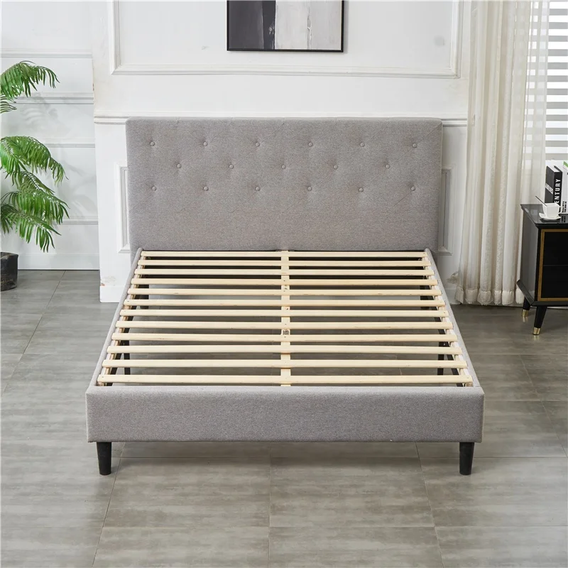 Latest Ottoman Bed Frame Modern Style Straight Wooden Slats Double Queen size Platform Bed Hotel Bed Frame
