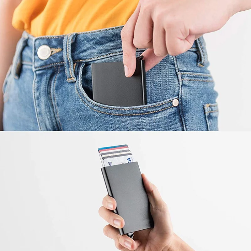 Metal Blocking RFID Credit Card Holder Metal Aluminum Name Card Case Wallet With Multi-colors In Stock