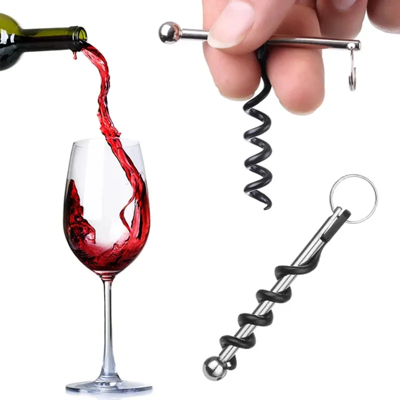 Mini Pocket Red Wine Bottle Corkscrew Beer Cap Opener Keychain Key Ring Multifunctional Stainless Steel Bottle Opener