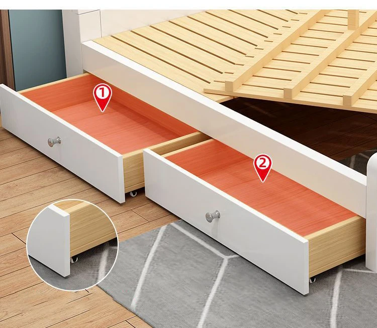 Simple modern solid wood oak double bed queen size bed black walnut solid wood color optional bed frame luxury hotel furniture