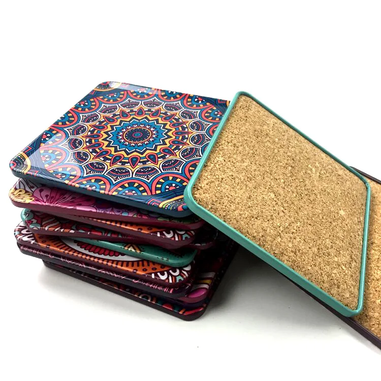 Jutien Factory Custom Made Wholesale Metal Tin Cup Mat Cork Coaster For Drink