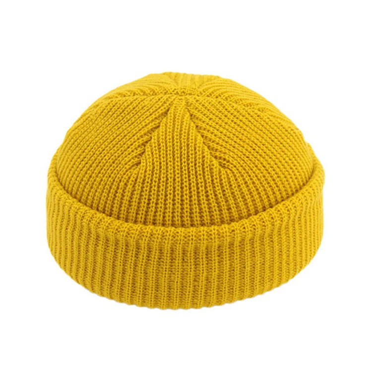 Autumn Winter Retro Melon Hat Unisex Pure Color Landlord Hats Hip Hop Men Dome Warm Short Woolen Skullies hat Wholesale