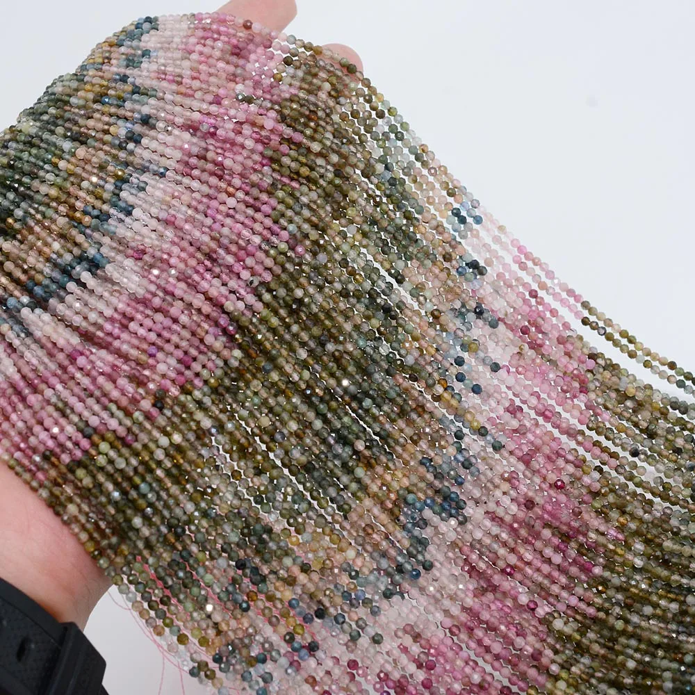 Natural Multiple Color Tourmaline Faceted Round Beads 2.4mm, Selected Color
