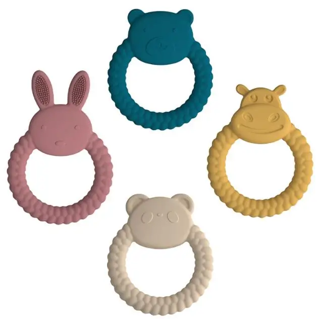 Custom newborn baby design Food grade infant teething chewing silicone bunny animal teether baby toy