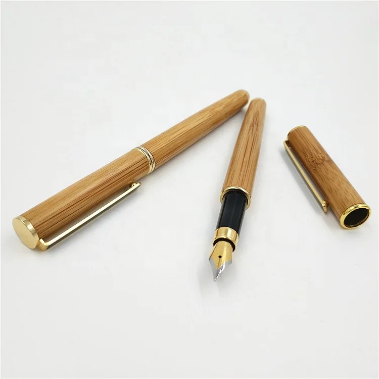 
Grade A Quality Luxury Laser Engraving Logo Promotional Gifts Natural Bamboo Wood Wooden Fountain Pen 