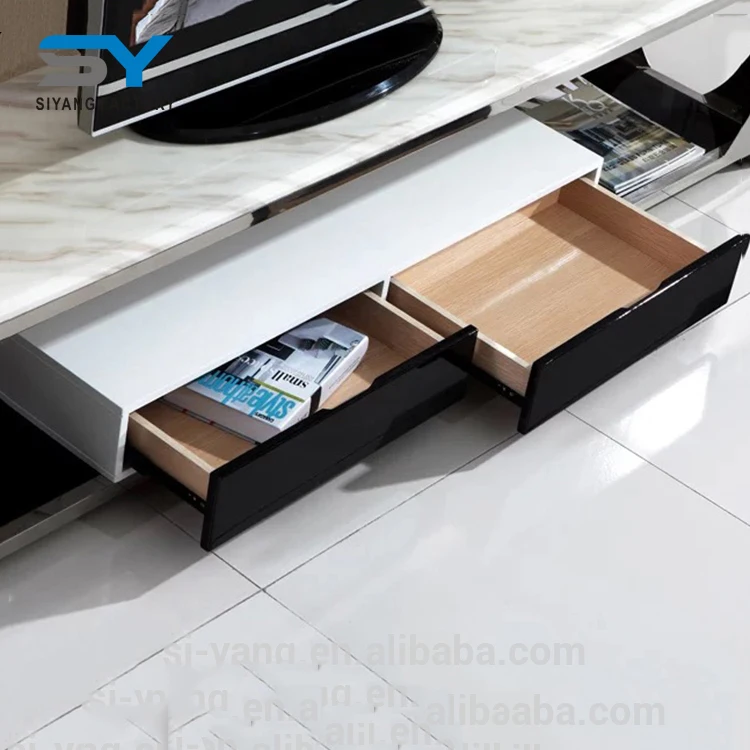 Новый продукт diy белый мраморный верх Серебряная рама из нержавеющей стали ТВ Стенд для домашнего использования