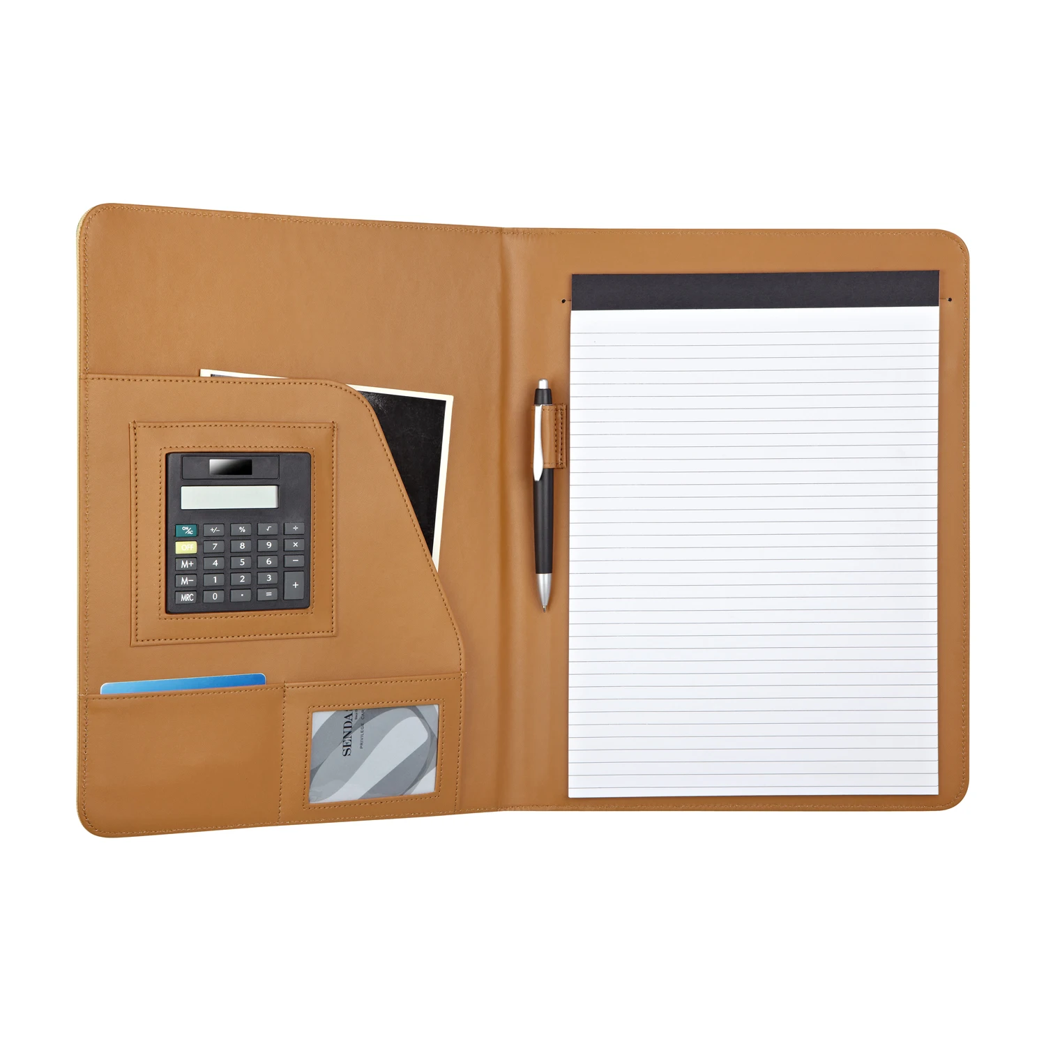 Business Stationery Briefcase Leather A4 For Documents Folder Portafolio With Calculator