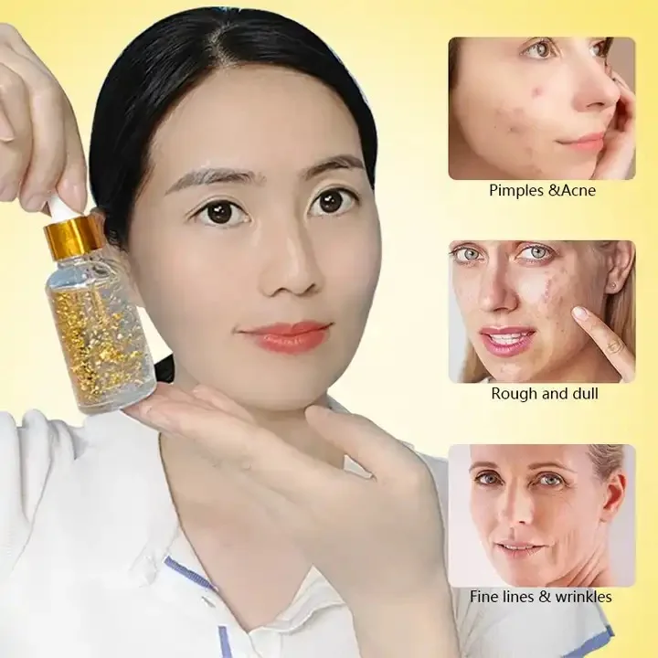 Customize Label Korean 4 in 1 Face Serum Skin Care Removing Dark Spots Natural Organic Vitamin C Whitening 24 K Gold Face Serum