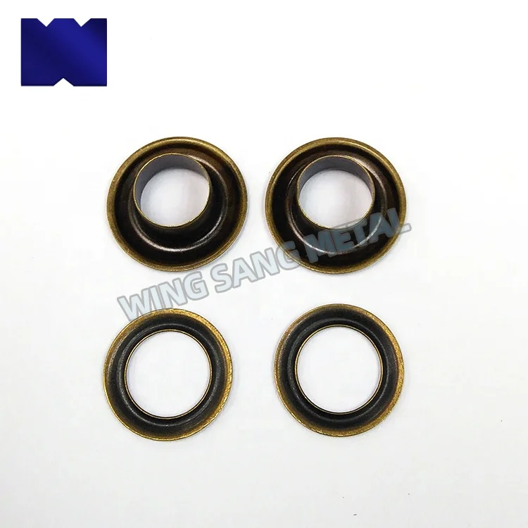 Custom size Round Shape Brass Copper Eyelets Grommets Factory Golden Metal Eyelets and Grommet for Garment Clothing