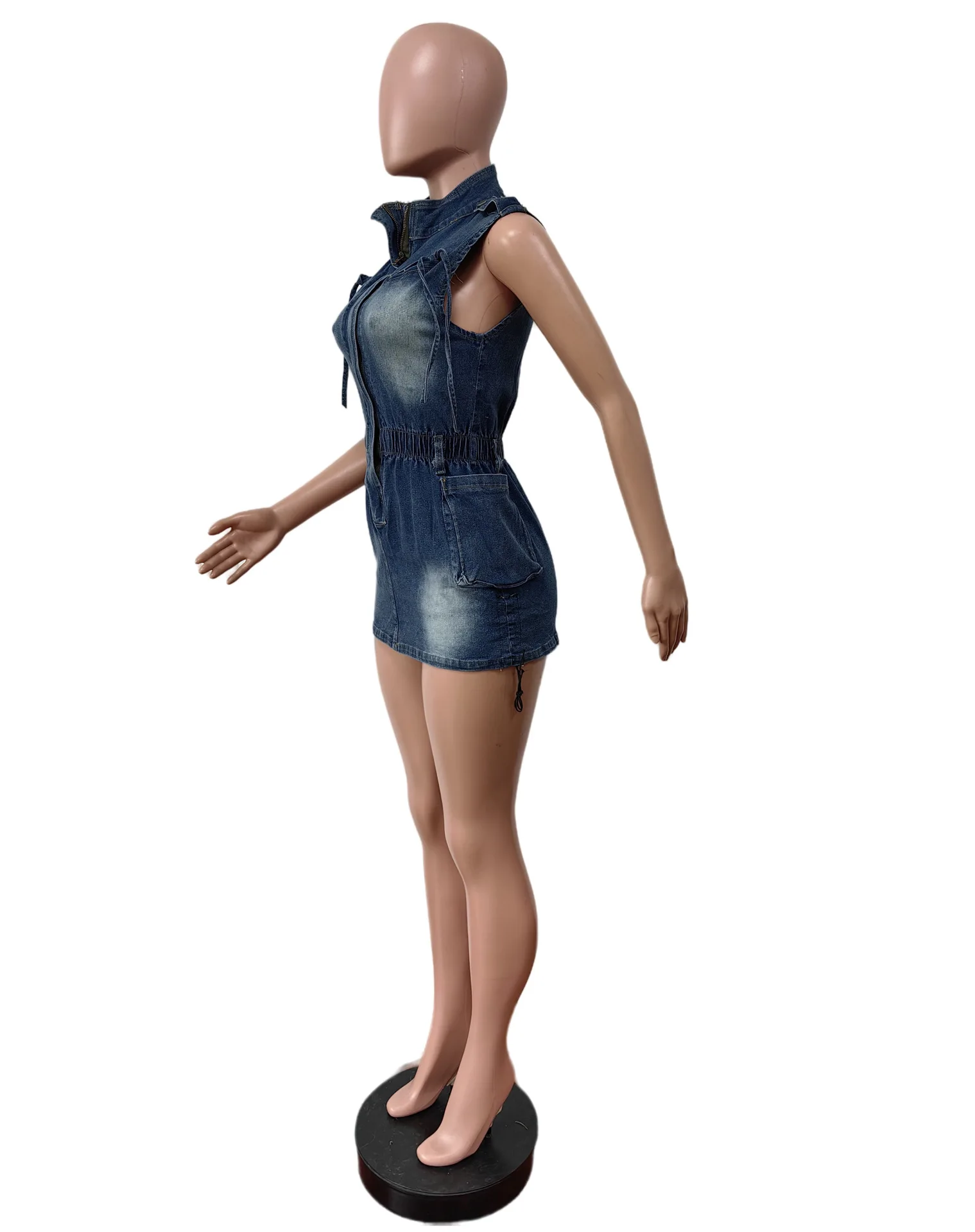 Wholesale usa size S-2XL fashion women clothes stretchy denim jeans sleeveless dress