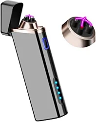 TK-719 Customize Logo Boyfriend Gift Double Arc Windproof Cigarette Lighter Portable Electricity Display Usb Charging Lighter