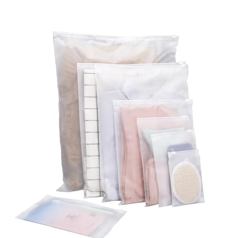 custom print logo zip lock transparent bag slider frosted sock packing bag plastic