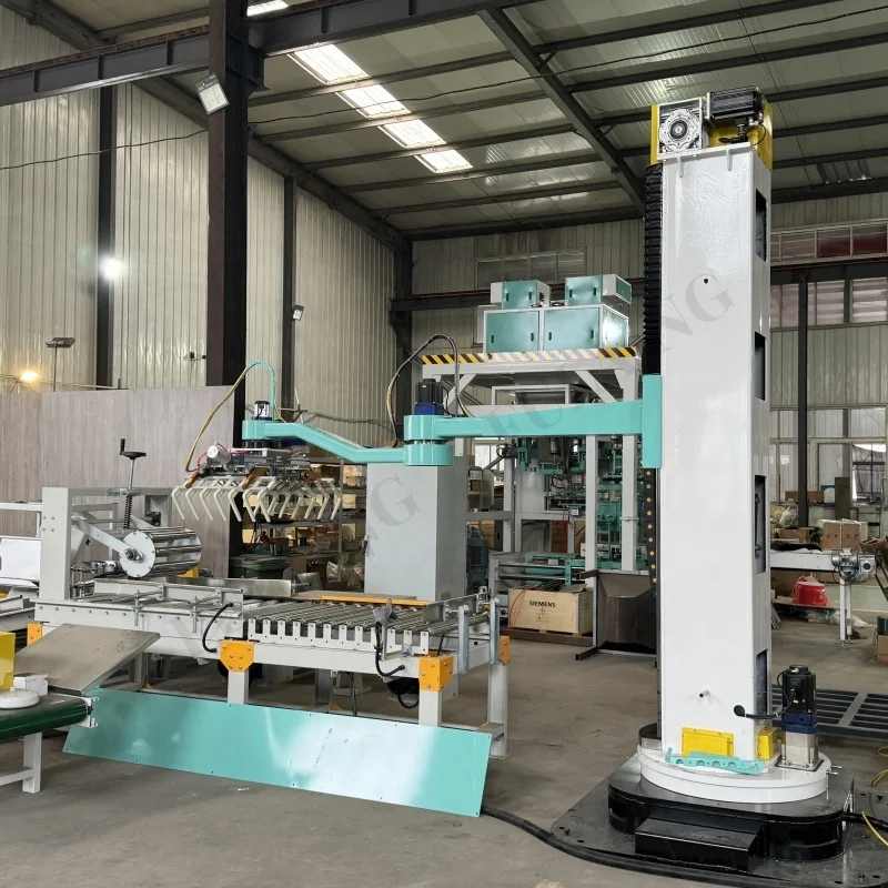 High Quality Fully Automatic Column Palletizing 25kg-50kg Woven Bags Pallet Plastic Pellets Feed Barrel Column Palletizer