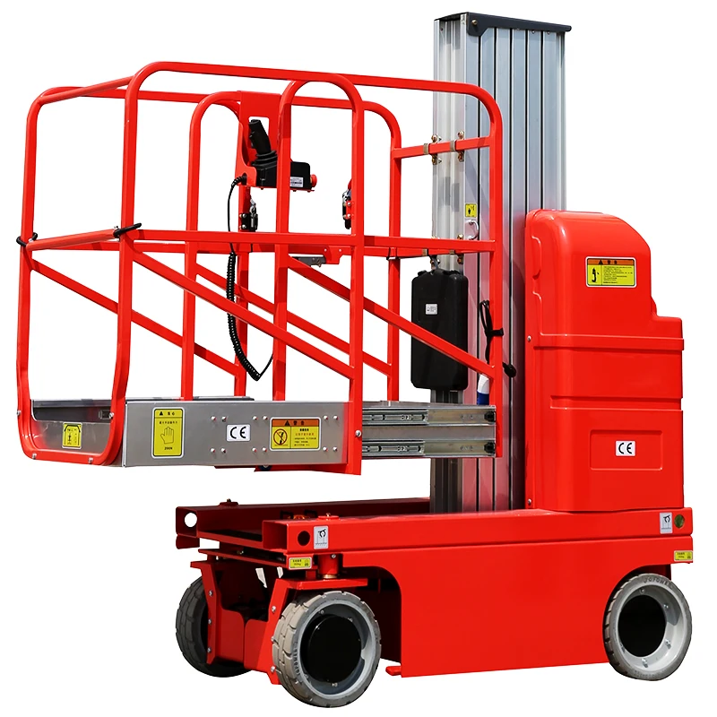 8m Self Propelled Hydraulic Lifter Chain Single Mast Battery Elevating Equipment Zero Tail Dual Control Panel Aerial Work Hoist