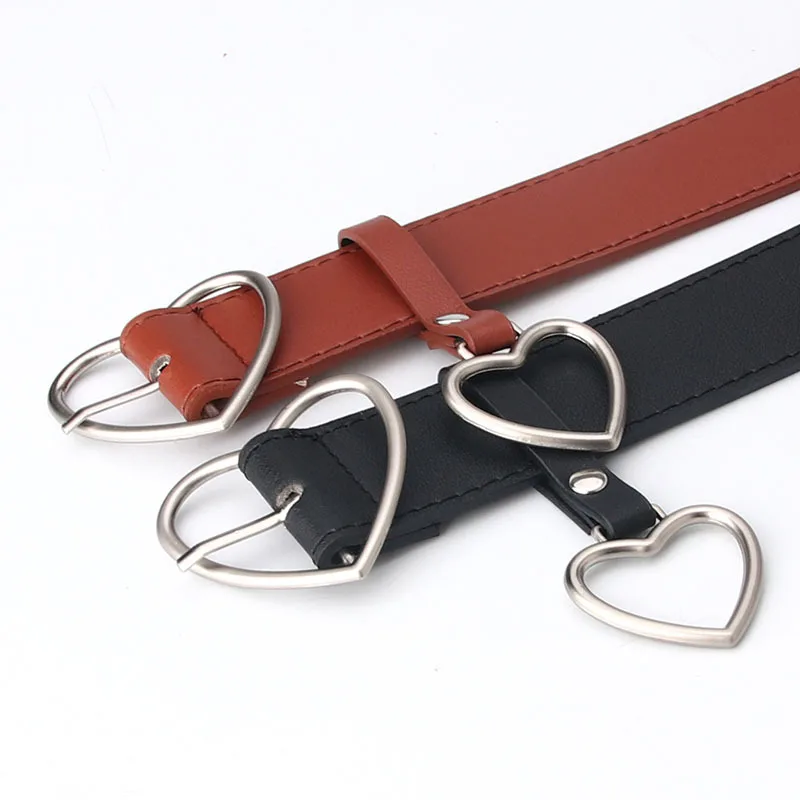 Wholesale New Design  PU leather Gold Buckle Women Fashion Heart Belt