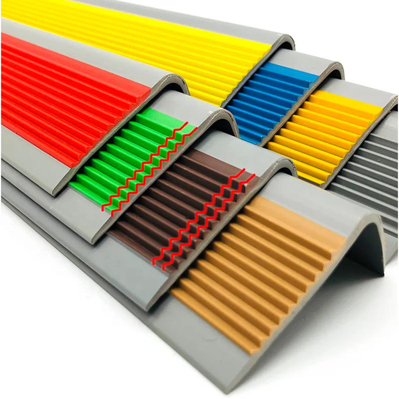Anti Skid PVC/Rubber Stair Treads Inserts Edge Protective Step Nose Profile Stair Nosing Seal Strip