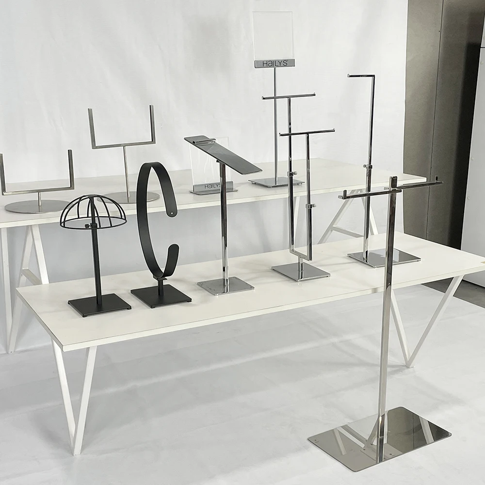 High Quality Luxury Rose Gold Silver Metal Shoe Display Stand Adjustable Stainless Steel Shoe Display Racks Custom Shoe Holder