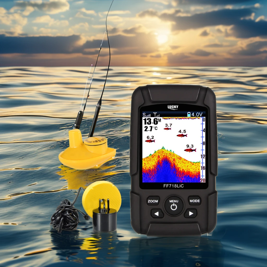 Intelligent Wireless Fish Finder with Color Screen LED Features Battery Power Source Fish Swarm Detector Fishing Tool