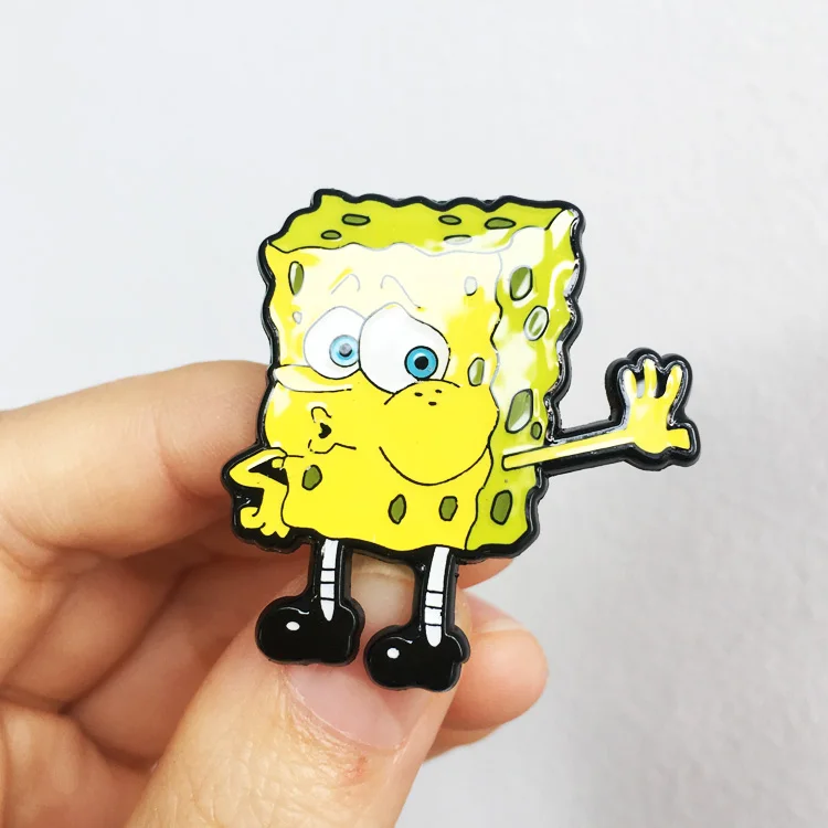 OMG wholesale custom personal cartoon SpongeBob design soft enamel pins with epoxy