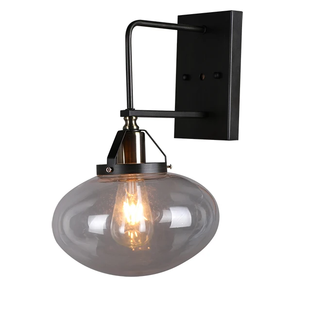 Топ-качество нордический дизайн черный железного дерева Стекло бра для отель спальня