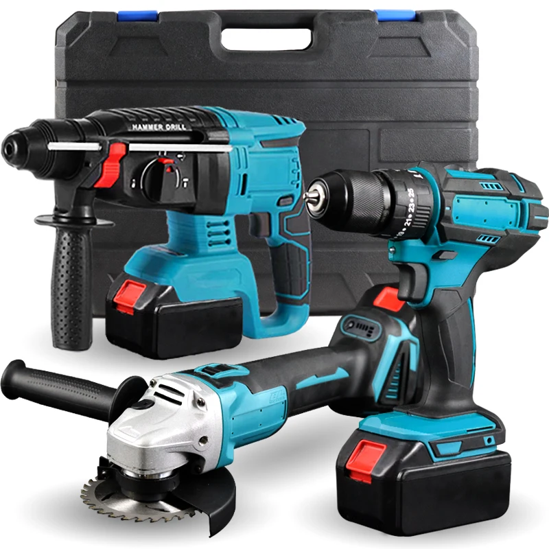 21V Basic Cordless 3-Piece Electrician Tool Set Hand-Driven Repair Tools with Battery Charger OEM Supported Box Packaging