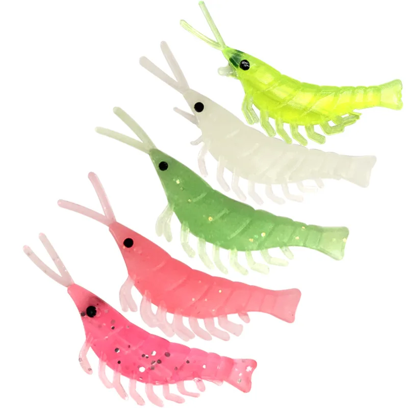 Soft Silicone Glow Shrimps Lure Baits 3 9cm 0 4g Luminous Soft Shrimp Worm Freshwater Shrimp Lure