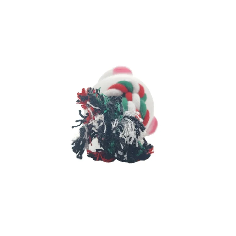 
2021 New Chew Toy 3 Colors Christmas Training Blend Rope Tug Playing Durable Cotton Rope Pet Dog Toy 