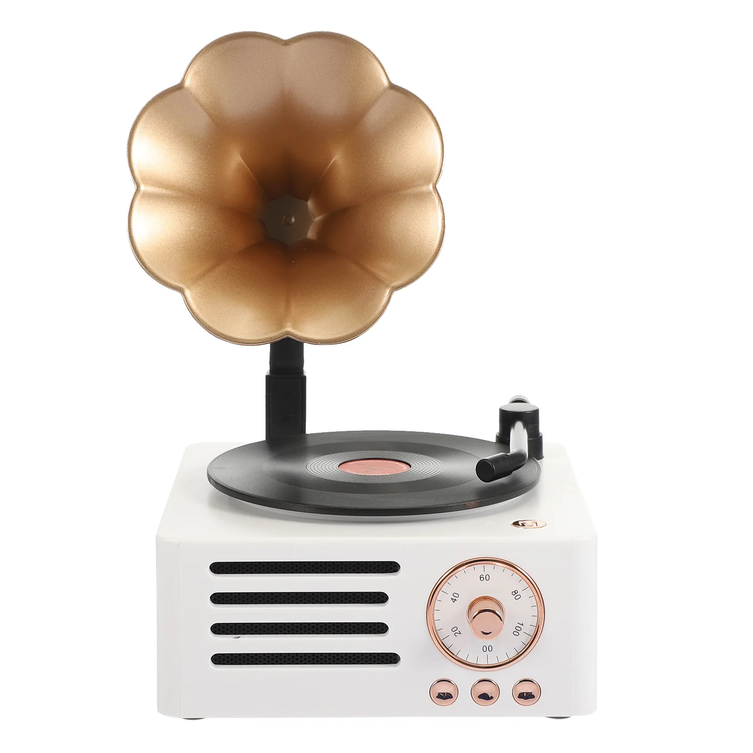 
New Creative Gift Speaker Phonograph Speaker Mini Retro Bell Glory Stereo Rotary Record Player 