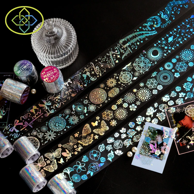 Creative Custom Colorful Laser PET Masking Tapes Print Planner Decorative Scrapbook Washi Tapes