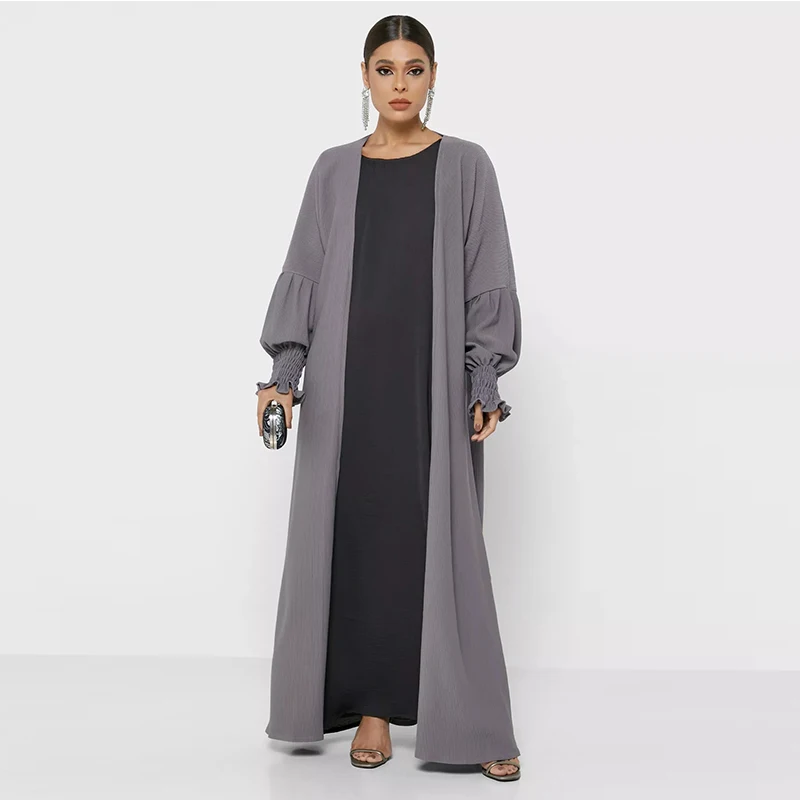Solid Color Most Beautiful Pretty Cuff Dress Wholesale Turkish Abaya Islamic Clothing Muslim Women  Jubah Cotton