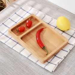 Customized High Quality Wooden Tray Restaurant Dishes Wood Dinner Food Serving Plate with 2 Compartment
