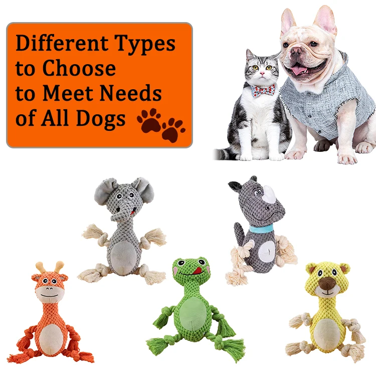 Famicheer Cheap Cute Animal Shape Dog Plush Stuffed Chew Toy With Squeaker
