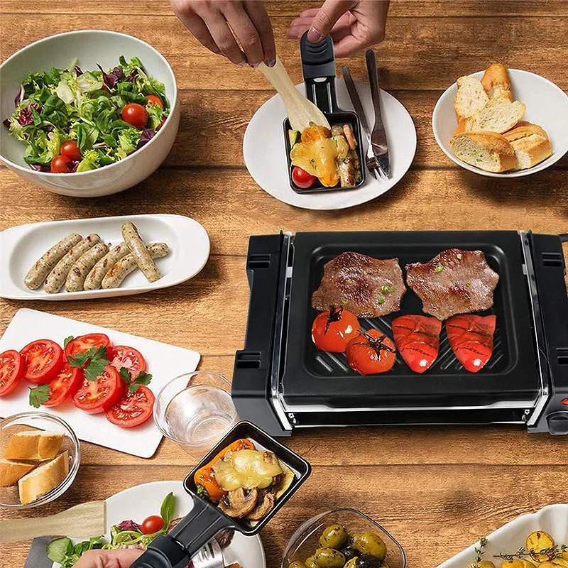 Double-sided Korean Smokeless Indoor Raclette Grill Electric Roast Meat Bbq Grill Machine In Stock