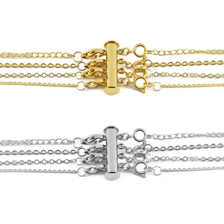 925 Sterling Silver Multi Layered Chain Necklace Clasp